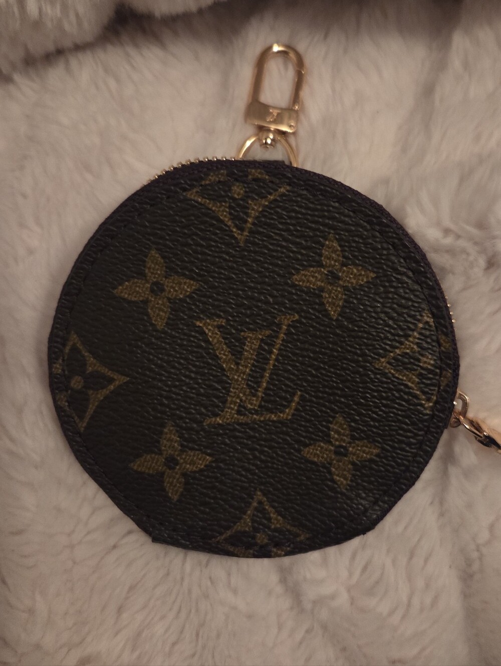 Louis Vuitton Monogram Round Coin Pouch in Brown and Gold